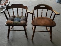 2 Vintage Wooden Arm Chairs