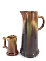Bennington Pitcher 12"H + Glazed Mug 1903