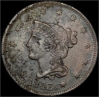 1843 Braided Hair Large Cent HIGH GRADE