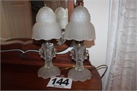 Pair of Glass Lamps - 14"