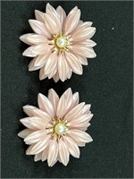 Vintage Coro light pink plastic clip on earrings