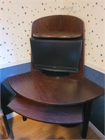 Corner desk with tv screen