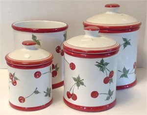 Target Home Handpainted Cherry Lidded Cannisters,