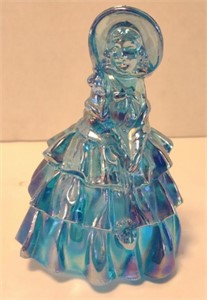 Carnival Glass Figurine of Woman in Period Dress,