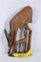 Hand-carved Vtg. African Springbok W/Calf