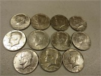 (11) 1967-69 Kennedy Silver Half Dollars 40% C