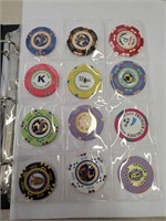 21  Foreign Casino Chips in Binder