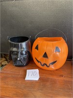 Halloween treat pails Darth Vader & pumpkin