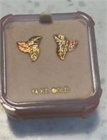 Black Hills Gold large leaf earrings
