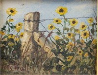 1977 Kelly Hall Painting of Sun Flowers
