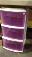 Three drawer storage bin on wheels, 26 x 13 x 14