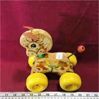 Wooden & Plastic Horse Pull Toy (Vintage)