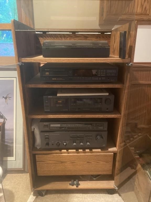 Denon Stereo System With Cabinet