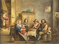 19th C. Dutch School Oil on Board Genre Painting