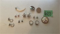Rings, earrings, pins