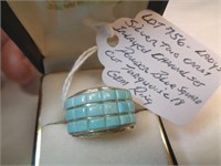 SILVER 2.CT CHANNEL SET POWDER BLUE TURQUOISE RING