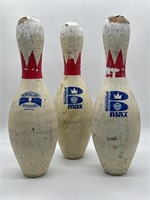 Vintage Trio of Brunswick Used Bowling Pins