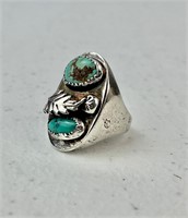 Sterling Silver Leaf Stone Ring