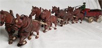 CAST IRON HORSE DRAWN WAGON TOY