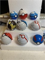 9-Pokémon balls with tiny figures inside