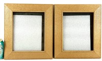 2 cadres vitrés dorés 11½"x12¾" pour photo 8"x10"