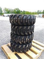(4) Marcher 10-16.5 Skid Steer Tires W/Rims