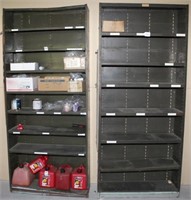 2 metal shelf units, each 3'w x 7'h