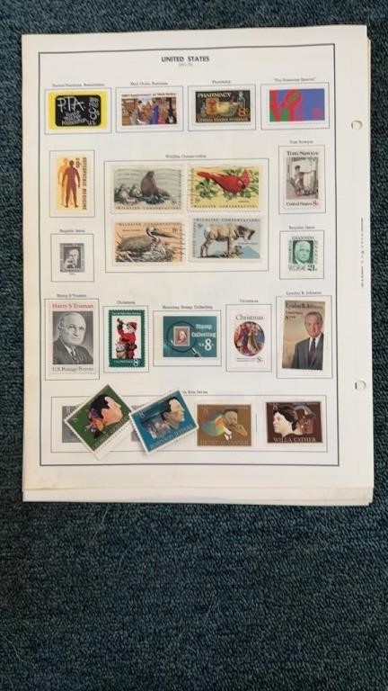 12 Double Sided Pages of US 1970s with Mints &