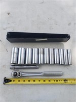 Craftsman deepwell 1/2 sockets and ratchet with a