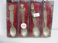 (4) Fort genuine pewter collector spoons