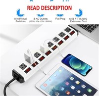 8 Outlet Metal Power Strip  see photo