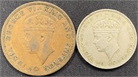 1939 - Honduras 5 cents.  1 cent coins
