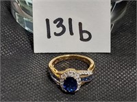 .925 silver blue & white sapphire ring