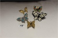 LOT OF VINTAGE BUTTERFLY BROOCHES