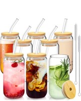 ($45) 8 Pcs Drinking Glasses with Bamboo Lids