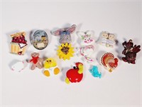 Vintage Plastic, Resin & Cloth Figural Brooches