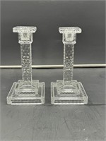 2 American Fostoria step candle holders
