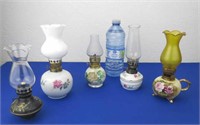 5 Vintage Miniature Oil Lamps