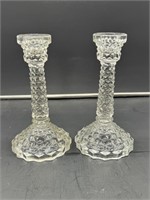 2 American Fostoria large cone candle holders