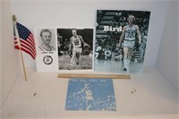 Larry Bird Memorabilia & Small American Flag