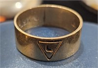 Vintage 10k Yellow Gold Masonic Band Ring