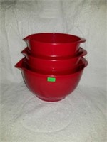 Lot of 5 Heavy Duty Red Mixing Bowls