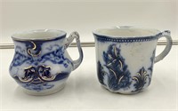 1800’s Wood & Son/Meakin Flow Blue Cups/Gold DH