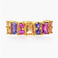 14K YELLOW GOLD 2.70CT MULTI COLOR STONE RING