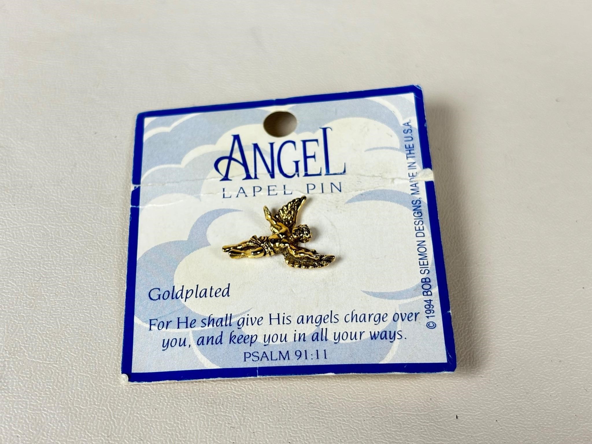 Gold Plated Angel Lapel Pin