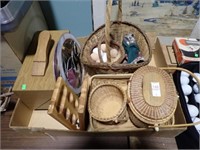 SHOESHINE BOX, BASKETS, STAINED GLASS, NEST EGGS