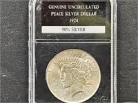 1924  Graded UNC Peace Silver Dollar Coin