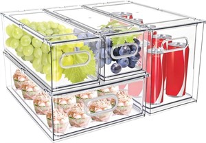 MineSign 4 pack Stackable Fridge Drawers