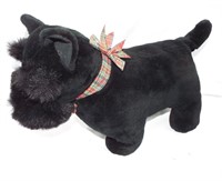 Large vintage stuffed Scottie Dog with Plaid Bow