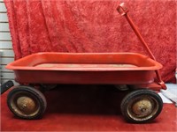 Vintage steel red wagon.